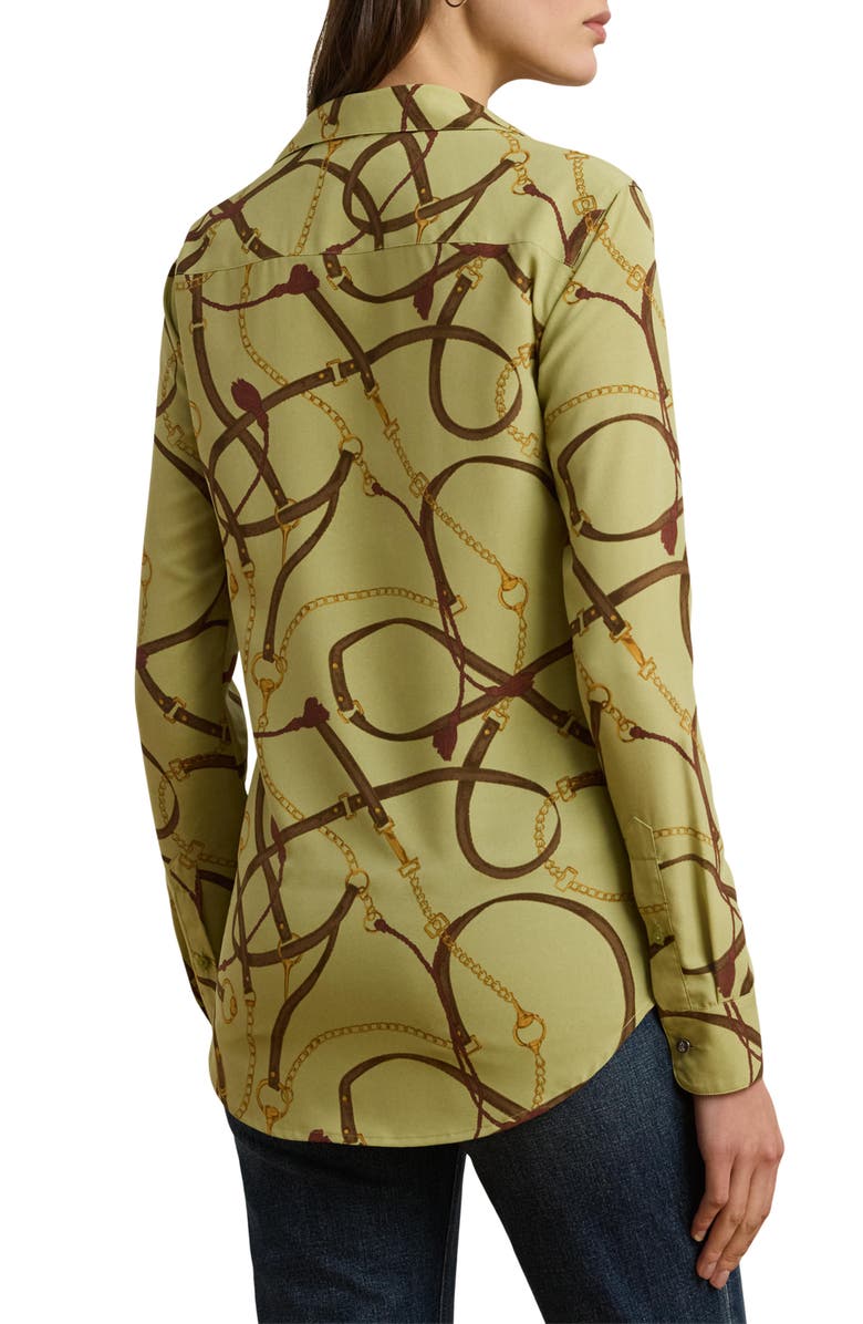 Lauren Ralph Lauren Classic Print Belting Print Crepe Button-Up Shirt, Alternate, color, 