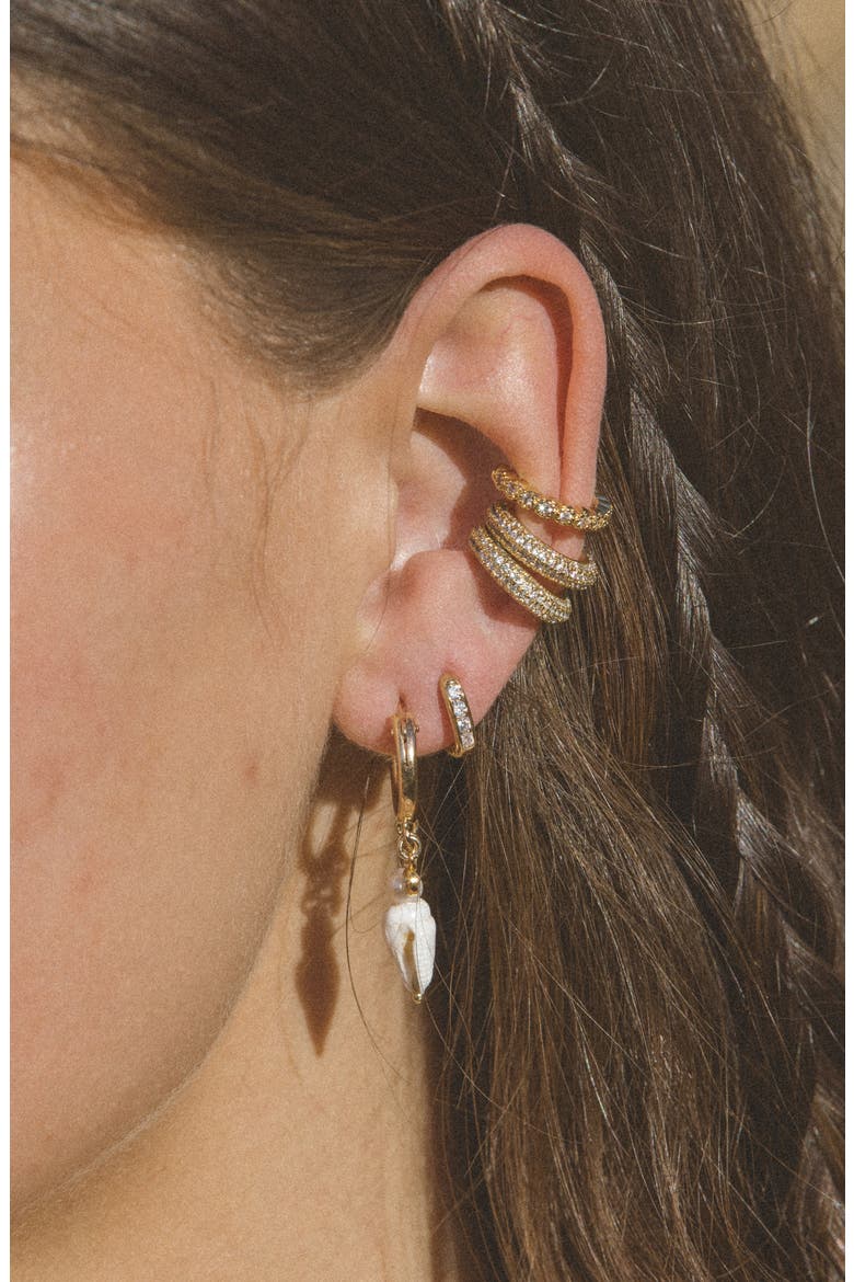 Halo CZ Ear Cuff, Alternate, color, GOLD
