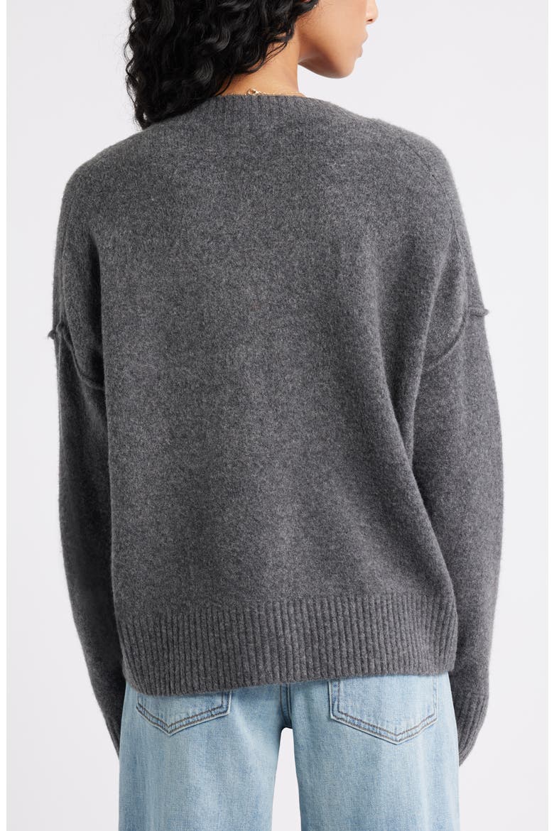 Oversize Cozy V-Neck Sweater, Alternate, color, GREY MEDIUM CHARCOAL HEATHER