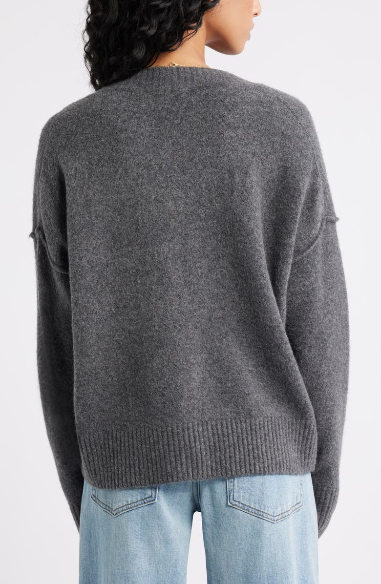 BP. Oversize Cozy V-Neck Sweater, Alternate, color, Grey Medium Charcoal Heather