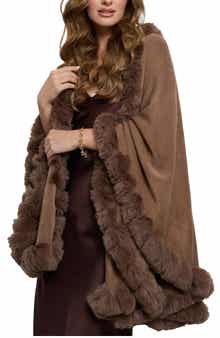 SAACHI Faux Fur Trim Cape