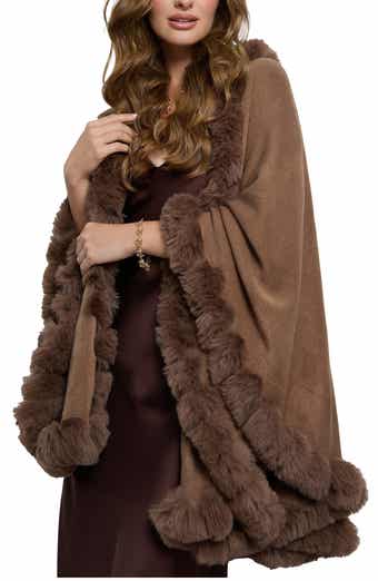 SAACHI Faux Fur Trim Cape