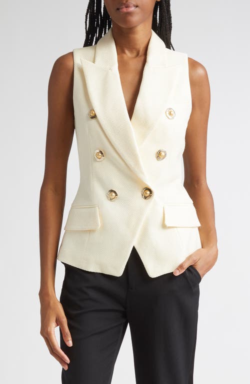 Balmain Jacquard Vest With Flap Pockets And Gold-tone Buttons In Neutral