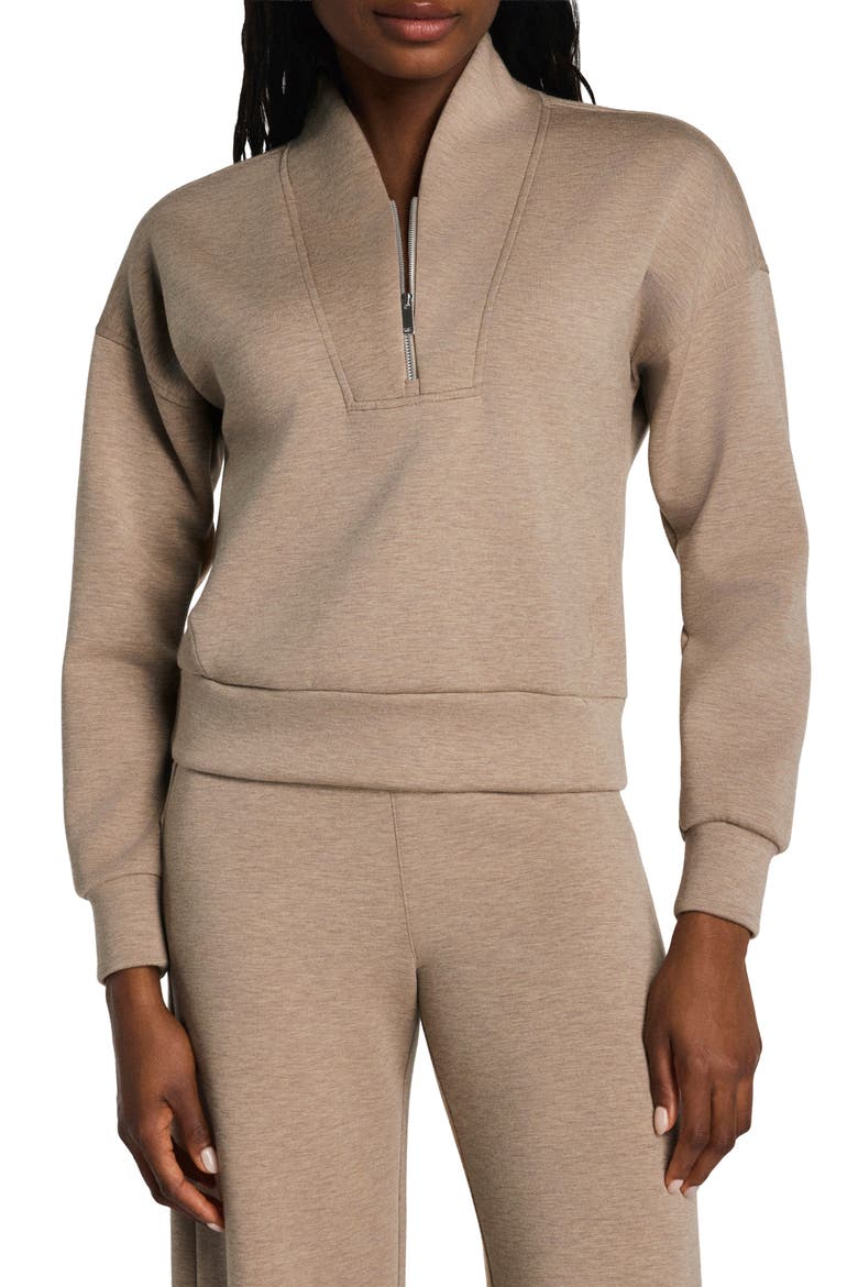 AirEssentials Shawl Collar Half Zip Pullover, Main, color, DUNE HEATHER