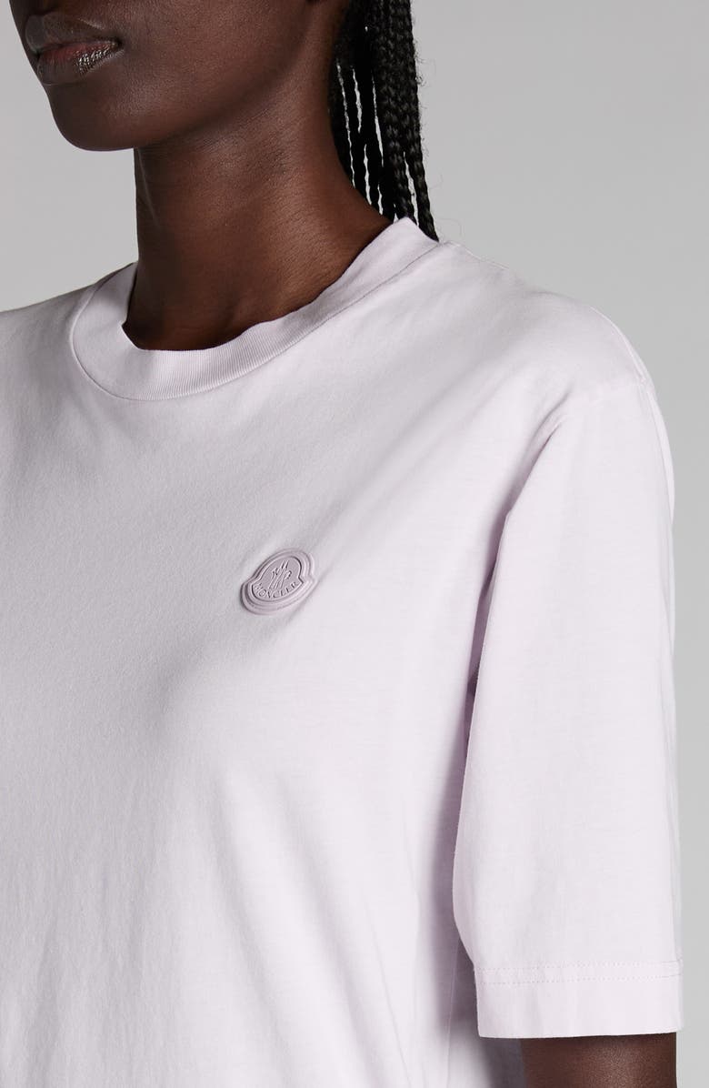 Moncler Logo Patch Cotton T-Shirt, Alternate, color, Pale Pink