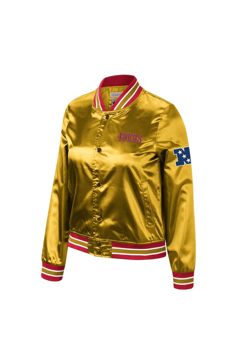 Mitchell & Ness Women's Mitchell & Ness Gold San Francisco 49ers 75th Anniversary Faithful to the Bay Satin Full-Snap Jacket, Alternate, color, 