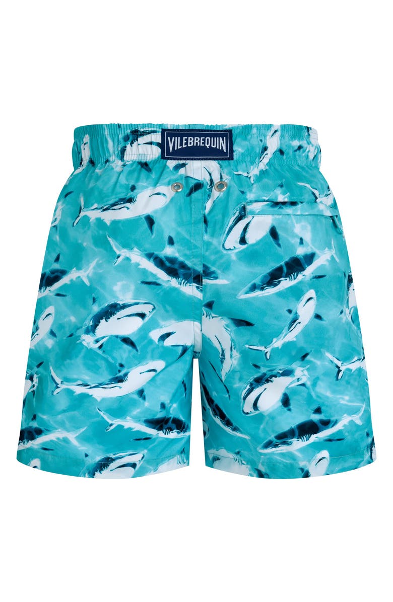 Vilebrequin Kids' Requins Light Fabric Swim Shorts, Alternate, color, Lagon