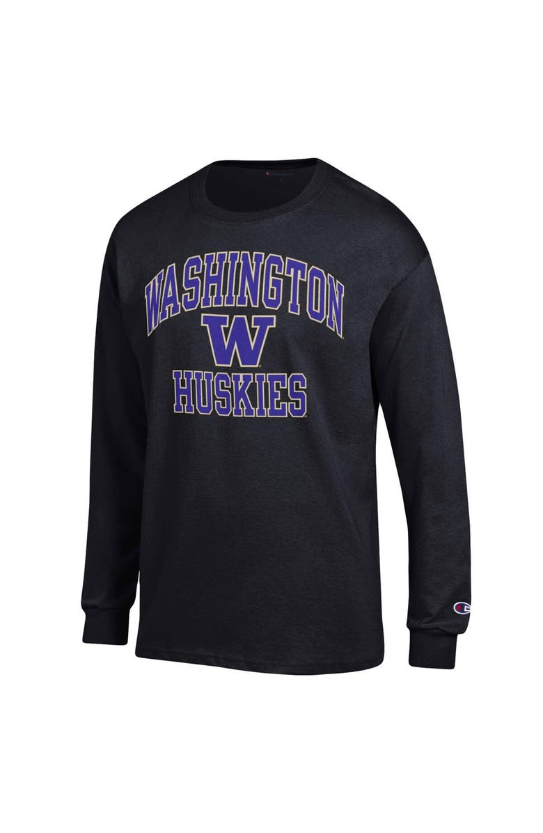 Champion Men's Champion Black Washington Huskies High Motor Long Sleeve T-Shirt, Alternate, color, Black