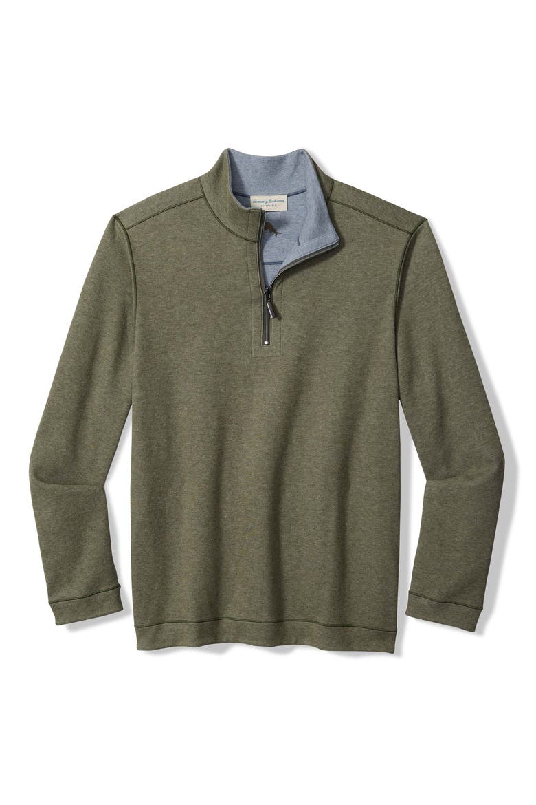 Flipview Reversible Half Zip Pullover, Main, color, DARK FERN HEATHER