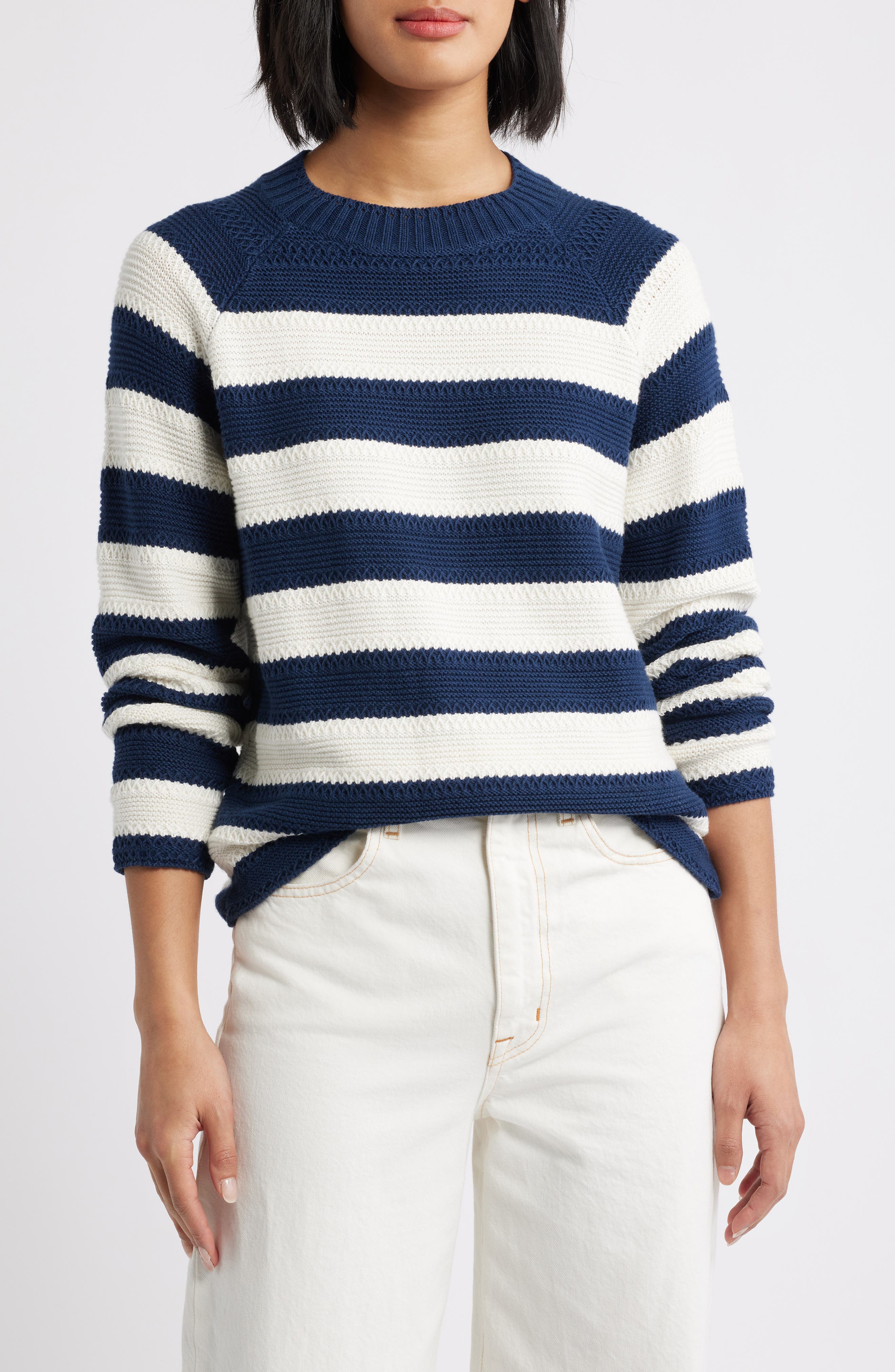 Caslon ® Stripe Lightweight Mix Stitch Sweater