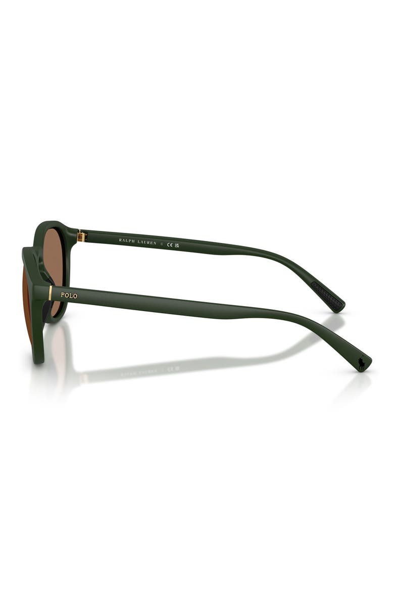 53mm Round Sunglasses, Alternate, color, MATTE DARK GREEN / DARK BROWN
