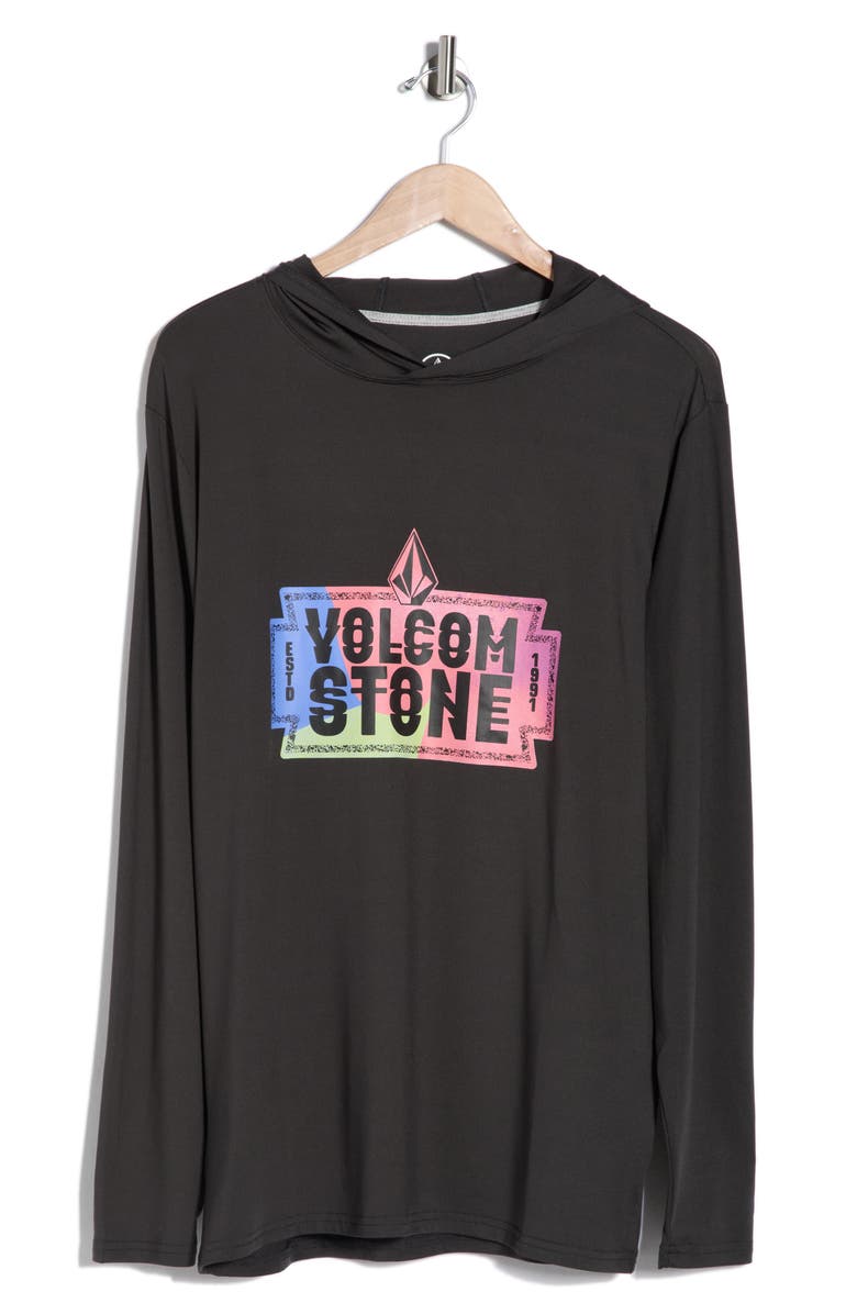 Volcom Crawdad Hooded Swim Shirt, Main, color, Stealth