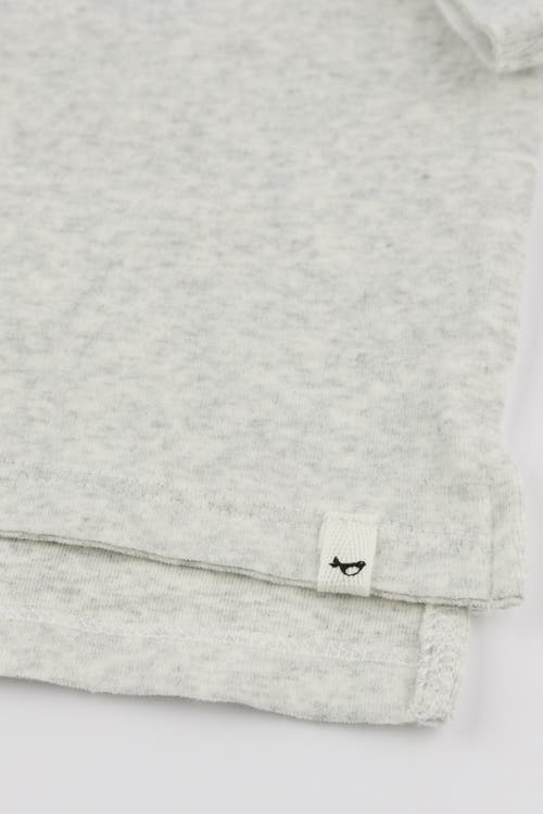 Oh Baby ! Denim "dude" Applique Raw Edge Baby Rib Long Sleeve Tee In Heather Grey