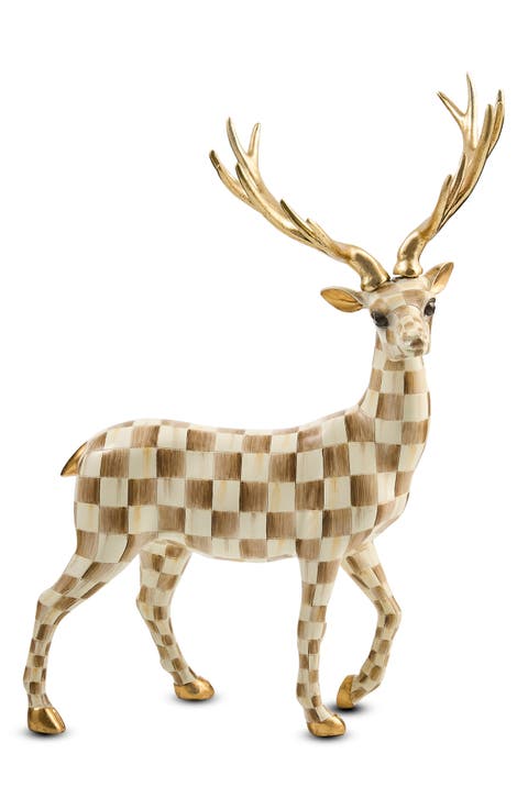 Mocha Check Standing Deer Decoration