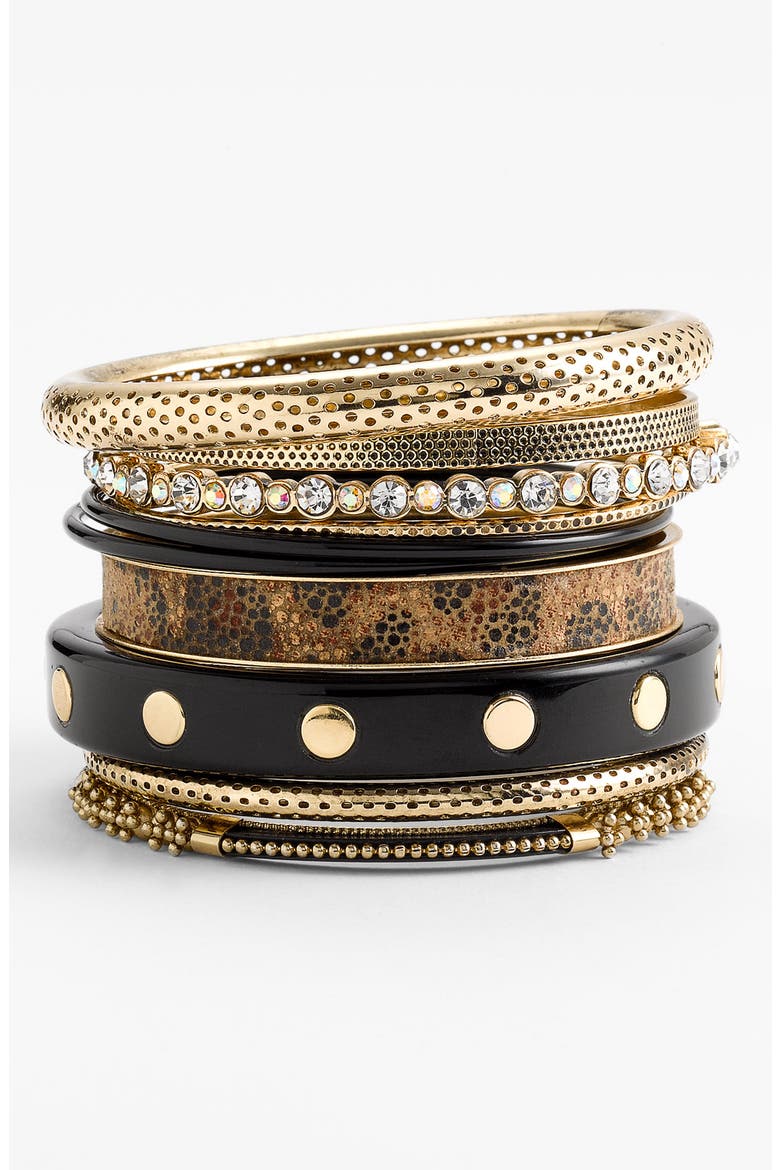 Couture 'Leopard' Bangles, Main, color, BLACK/ GOLD