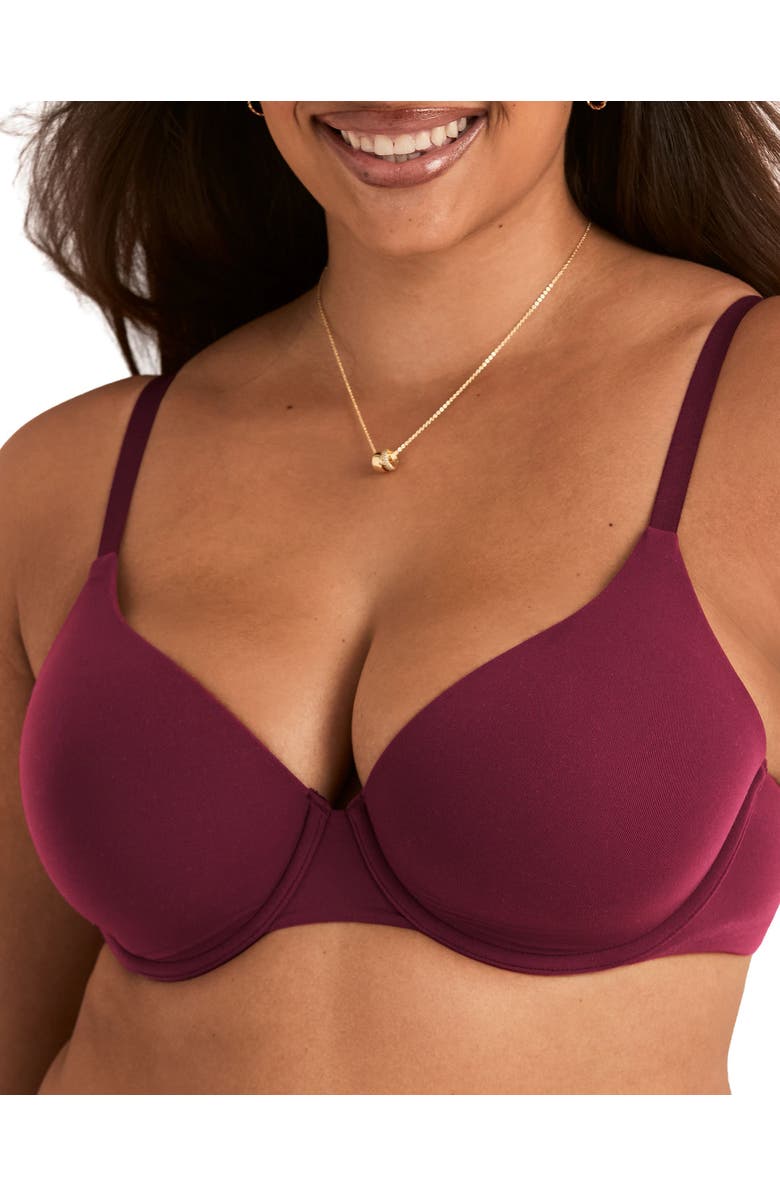 Adore Me Janelle Contour Demi Bra, Alternate, color, Dark Red