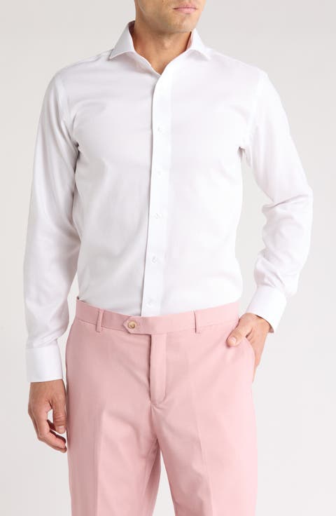 Trim Fit Textured Cotton Dress Shirt