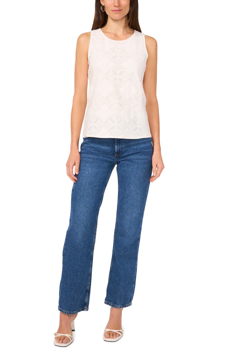 Vince Camuto Lace Cotton Blend Keyhole Tank, Alternate, color,