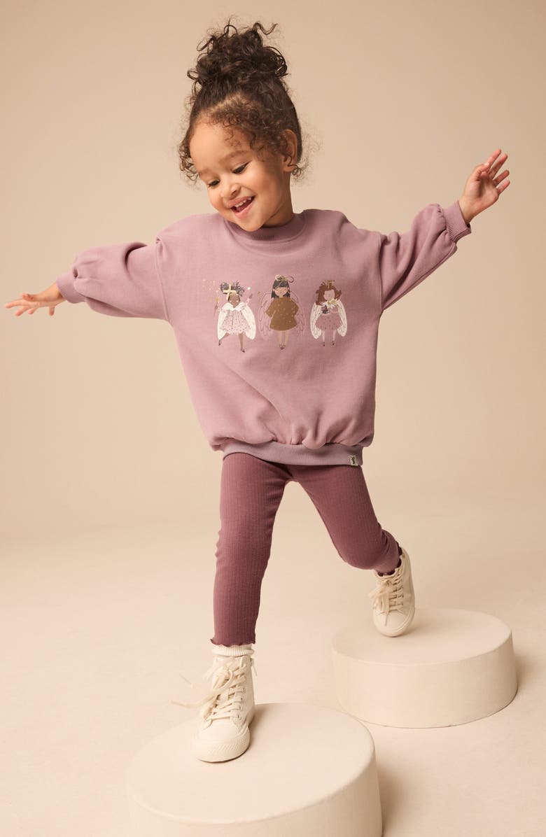 NEXT Kids' Fairy Trio Graphic Sweatshirt & Leggings Set, Alternate, color, 