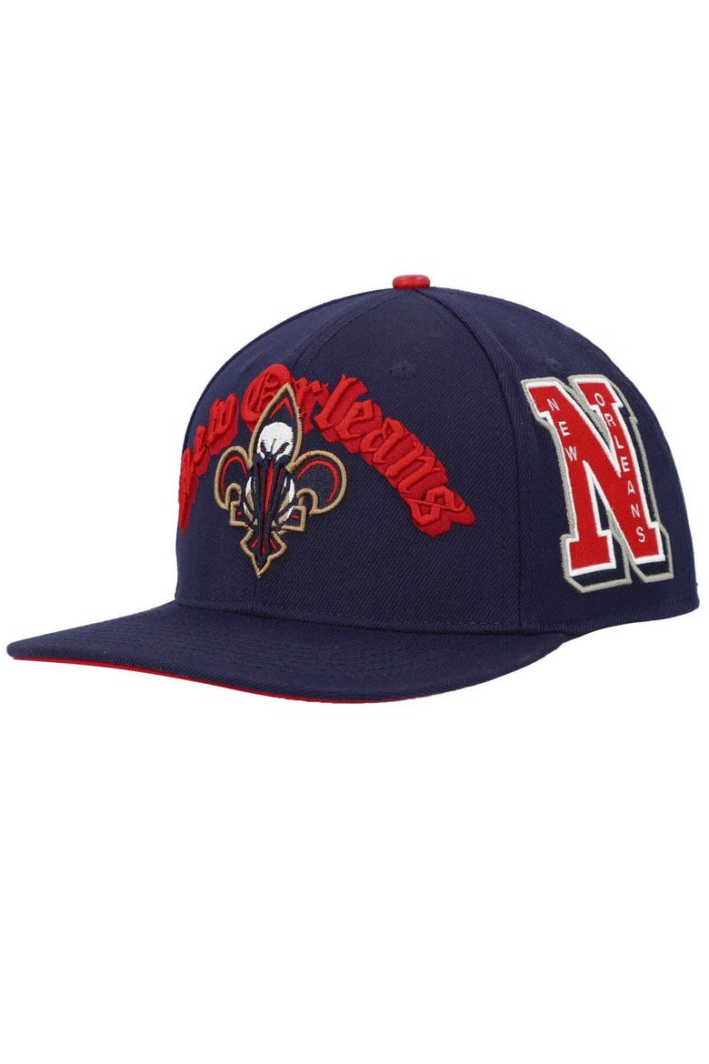 Men's Pro Standard Navy New Orleans Pelicans Old English Snapback Hat, Alternate, color, Navy