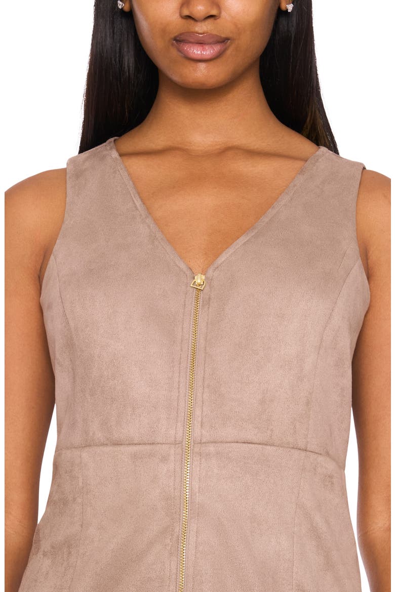 Zip Front Sleeveless Minidress, Alternate, color, FLAXEN TAUPE