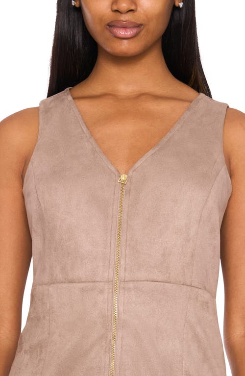 Halogenr Halogen(r) Zip Front Sleeveless Minidress In Neutral