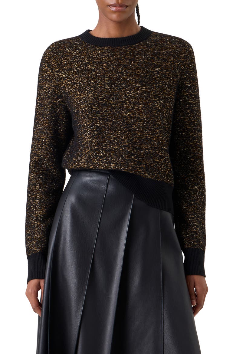 Metallic Cashmere Blend Sweater, Main, color, BLACK-GOLD