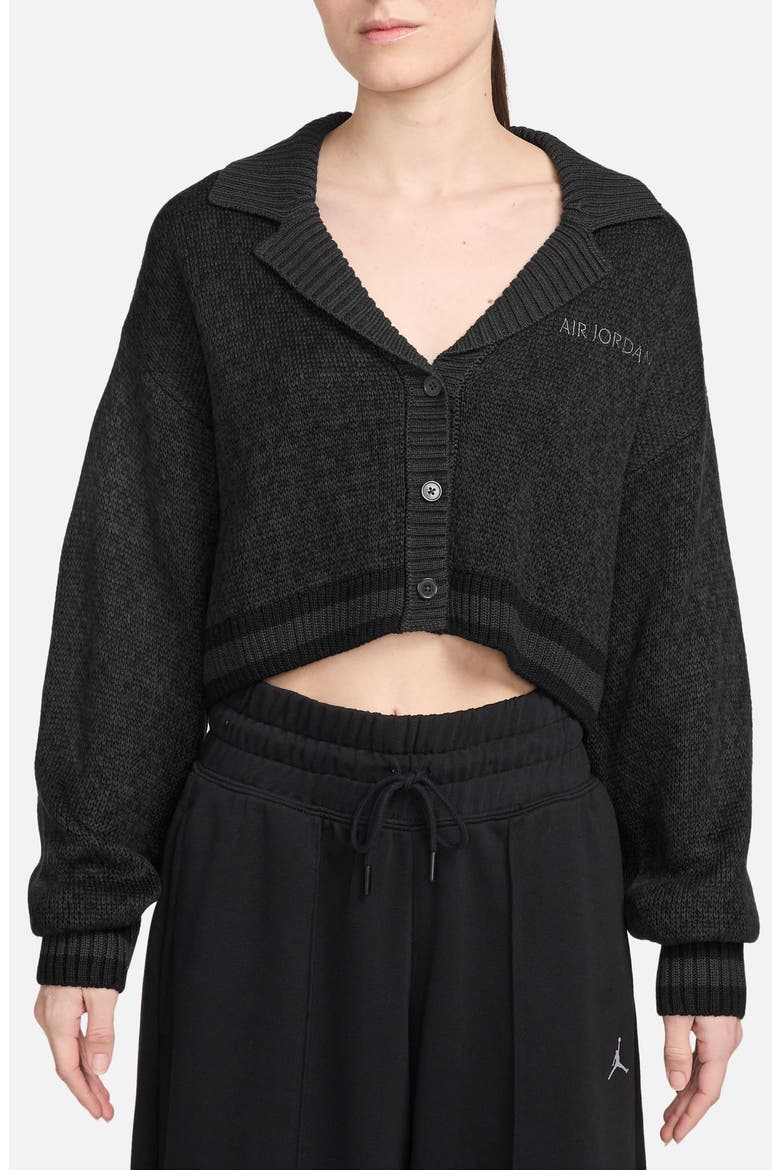 Knit Crop Cardigan, Main, color, BLACK