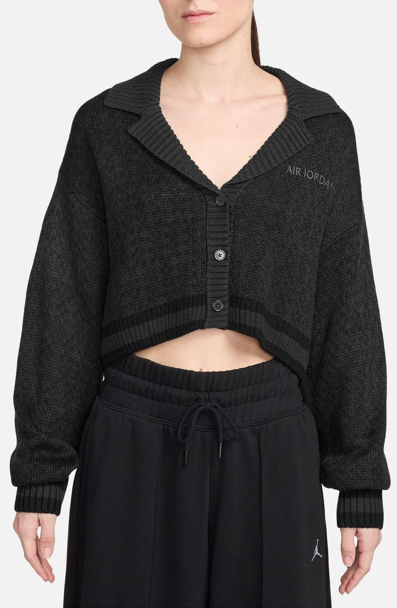 Jordan Knit Crop Cardigan, Main, color, Black