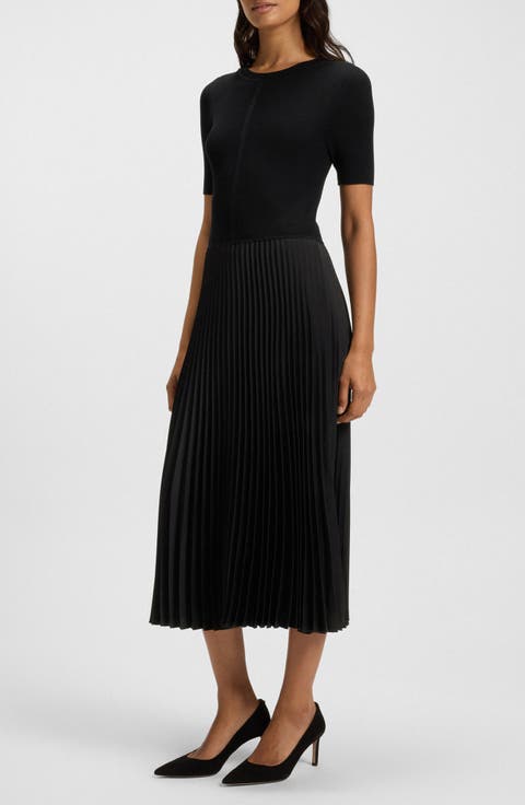 Fadridi Short Sleeve Mixed Media Midi Dress