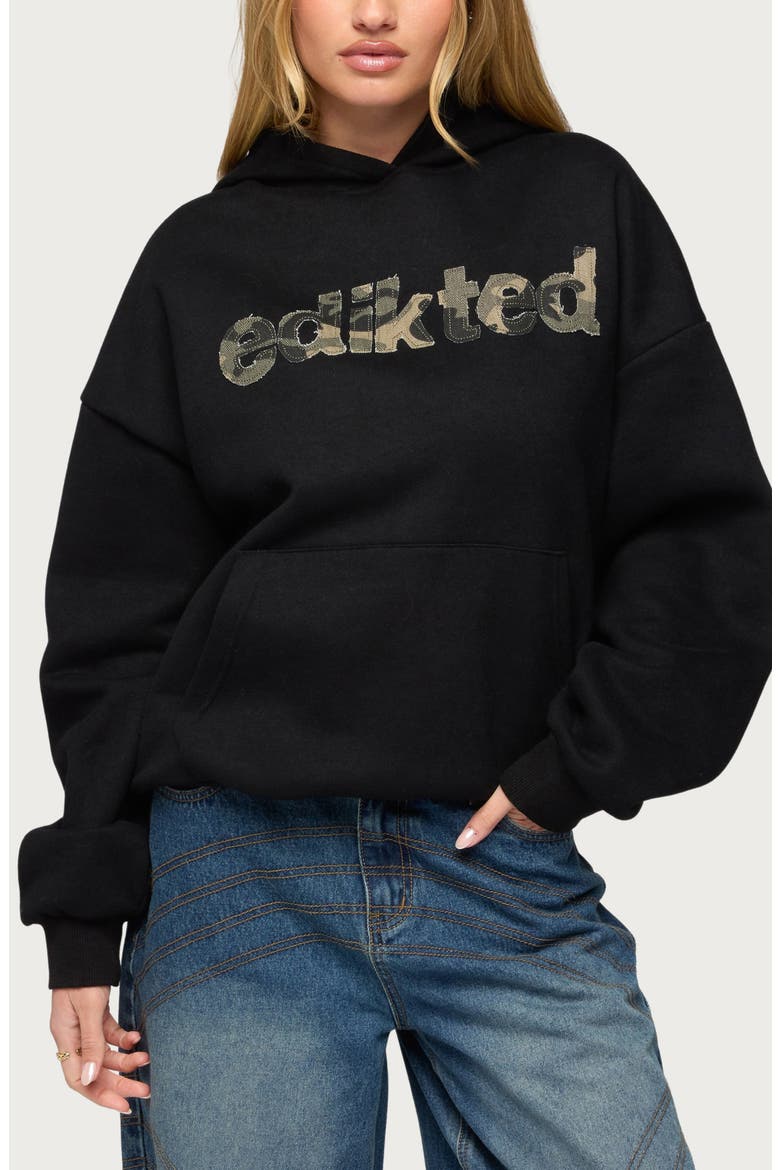 Camo Cutie Oversize Hoodie, Main, color, BLACK