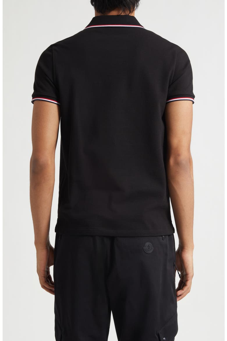 Tipped Cotton Piqué Polo, Alternate, color, BLACK