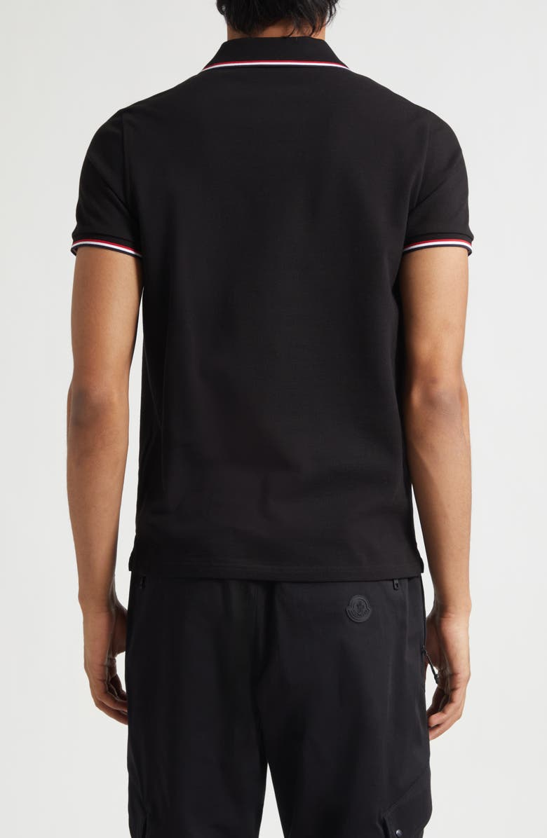 Moncler Tipped Cotton Piqué Polo, Alternate, color, Black