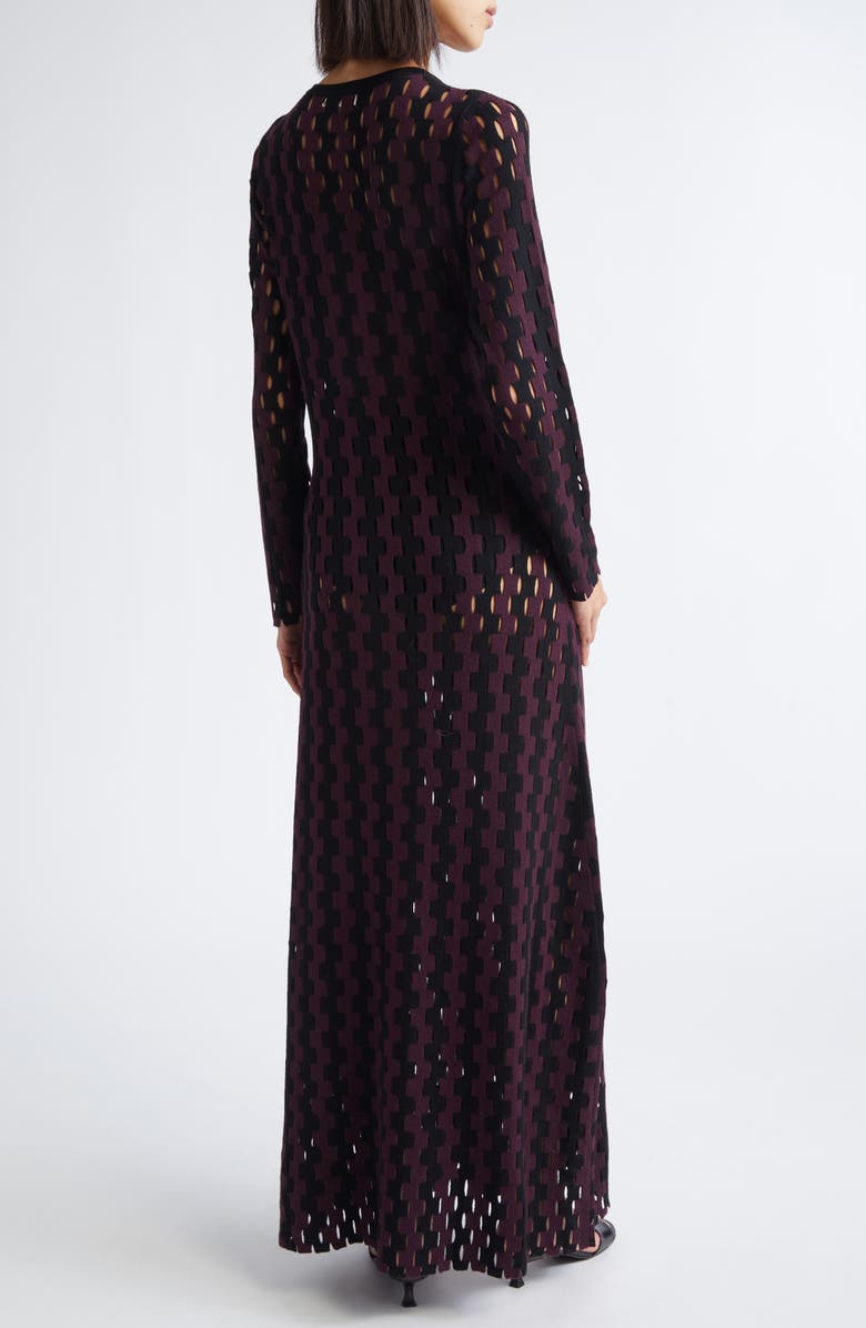ZANKOV Natalie Open Work Long Sleeve Wool Maxi Sweater Dress, Alternate, color, Pineau/ Black Multi