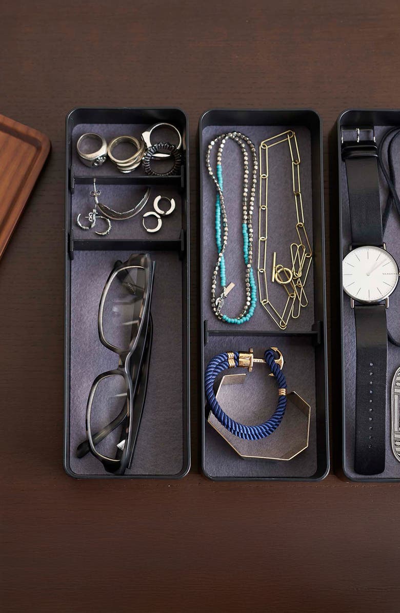 Yamazaki 3-Tier Accessory/Watch Box, Alternate, color, Black