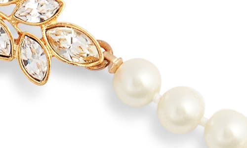 Kenneth Jay Lane Crystal Leaf Faux Pearl Necklace In Gold