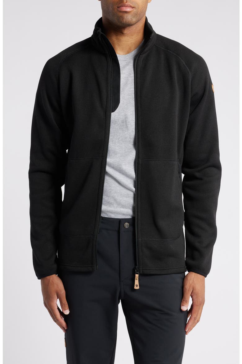 Övik Fleece Zip Sweater, Main, color, BLACK