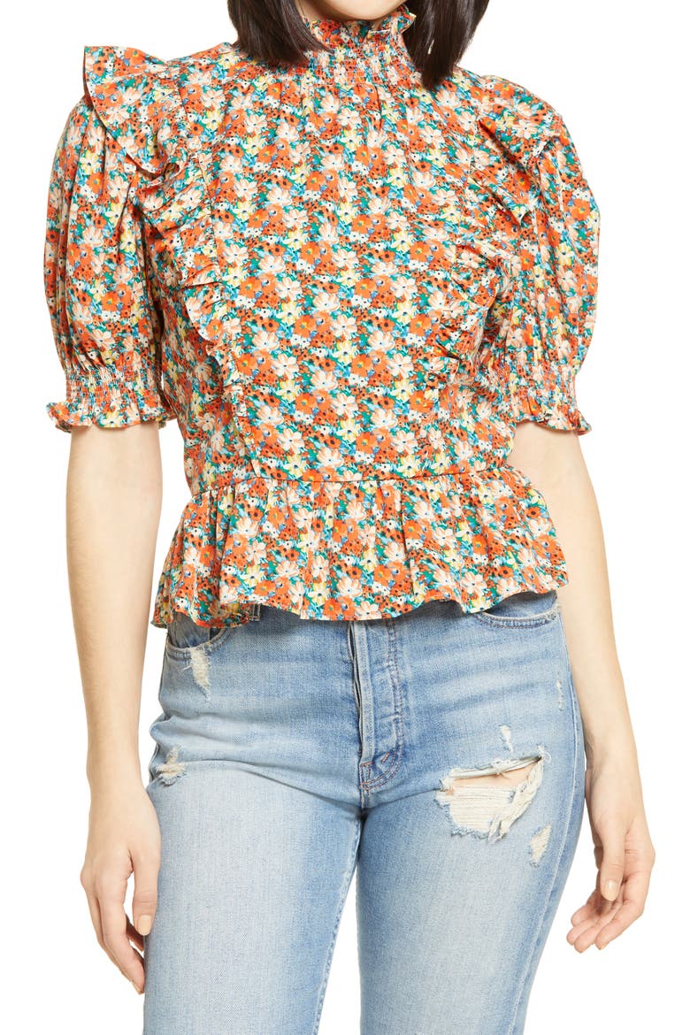 Floral Ruffle Top, Main, color, MULTI