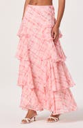 ASTR the Label Maia Plaid Ruffle Tiered Maxi Skirt