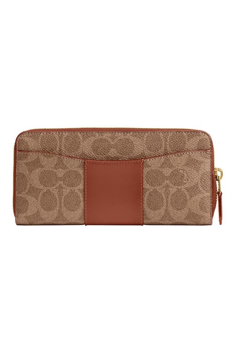 Essential Slim Signature Coated Canvas & Leather Wallet, Alternate, color, B4/TAN CARAMEL