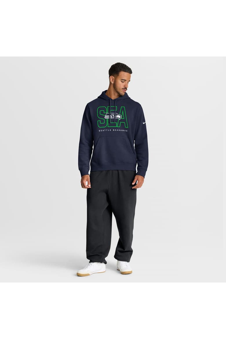 Men's Nike College Navy Seattle Seahawks Busted Play Club Fleece Pullover Hoodie, Alternate, color, College Navy
