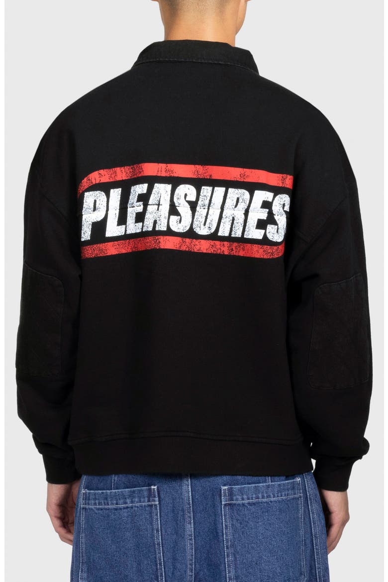 Gentle Cotton Polo Sweatshirt, Alternate, color, BLACK