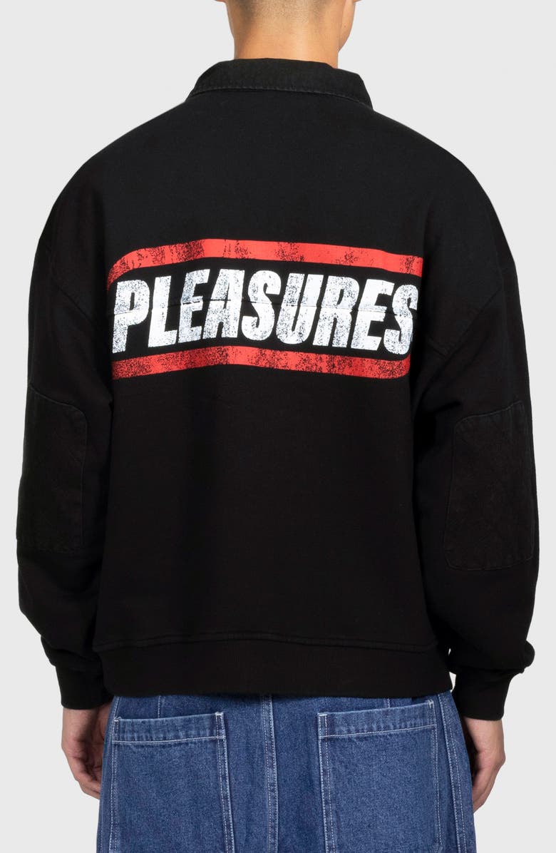 PLEASURES Gentle Cotton Polo Sweatshirt, Alternate, color, Black