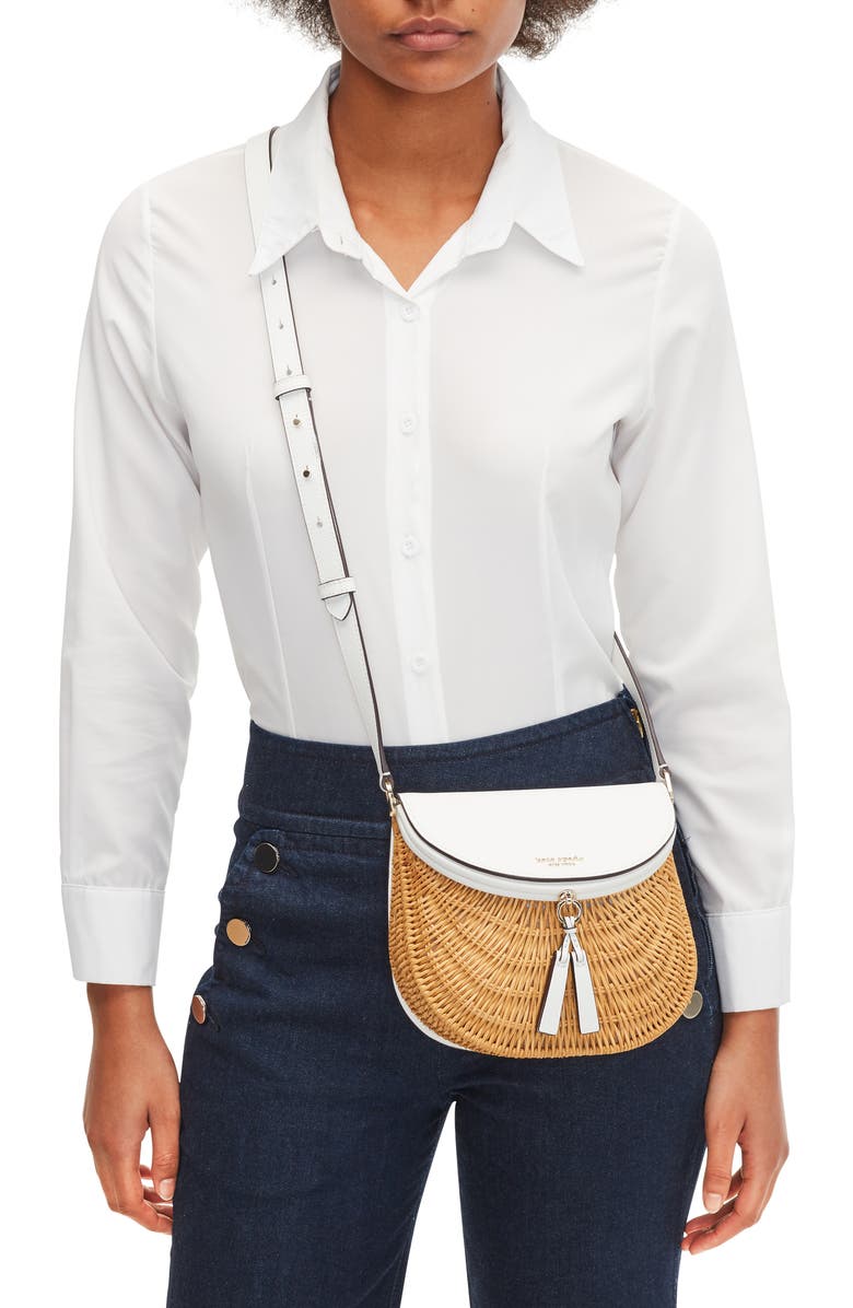 Kate Spade New York catch medium wicker crossbody bag, Alternate, color,