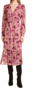 PAIGE Aloe Long Sleeve Midi Wrap Dress