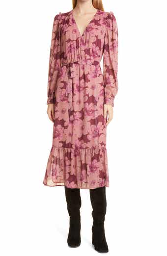 PAIGE Aloe Long Sleeve Midi Wrap Dress