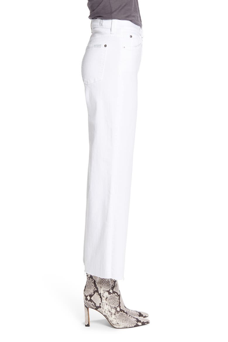 7 For All Mankind® Alexa High Waist Raw Hem Crop Wide Leg Jeans, Alternate, color, WHITE RUNWAY