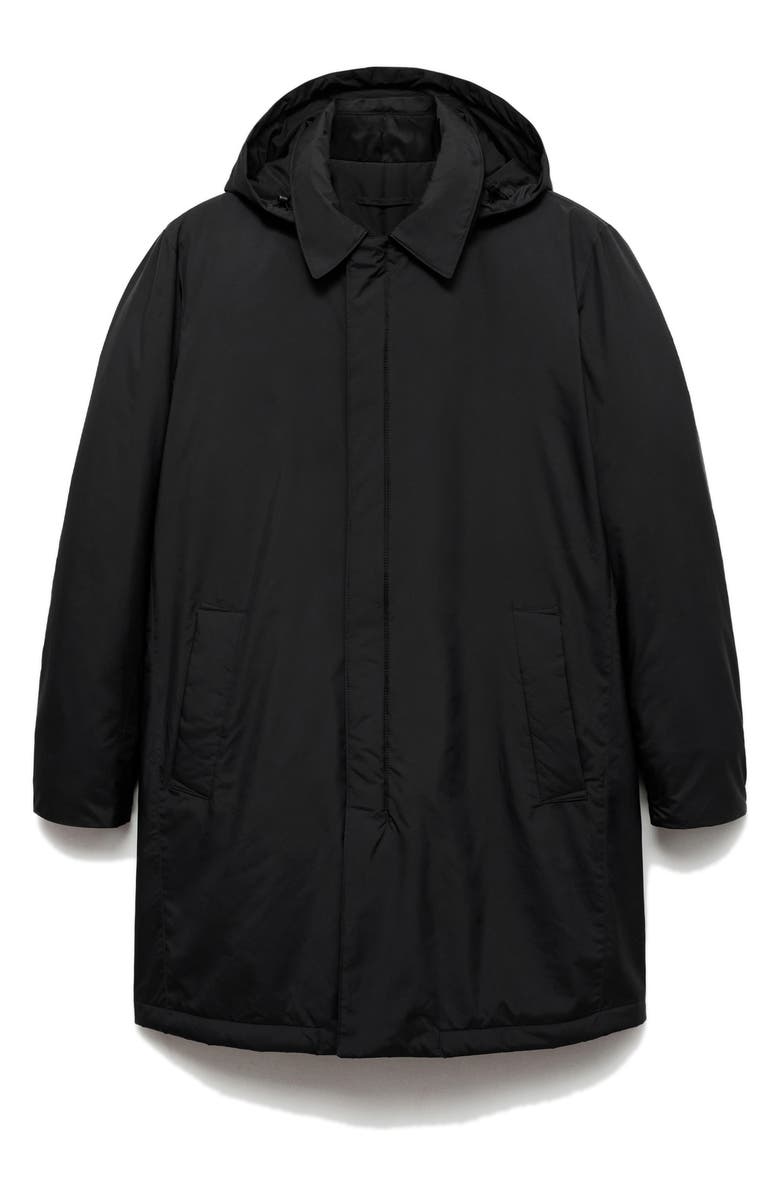 MANGO Water Repellent Quilted Lining Parka, Alternate, color, Black