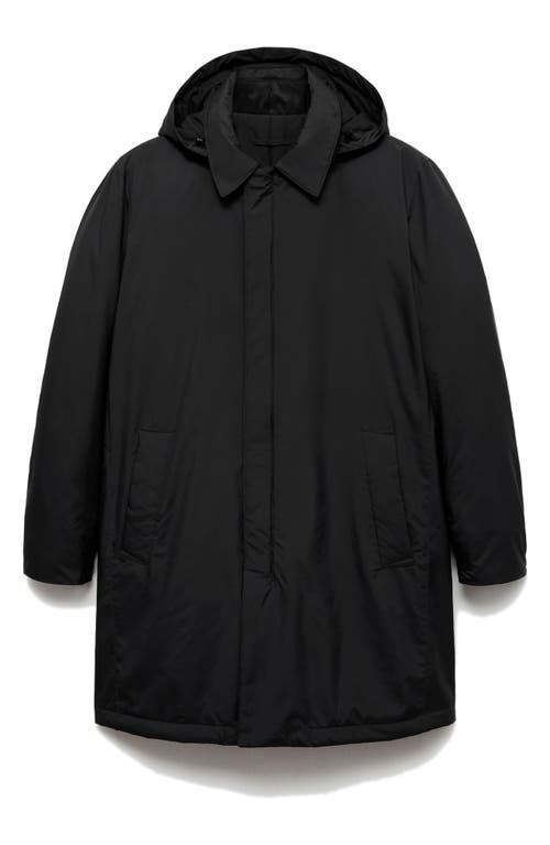 Mango Water Repellent Quilted Lining Parka In Black