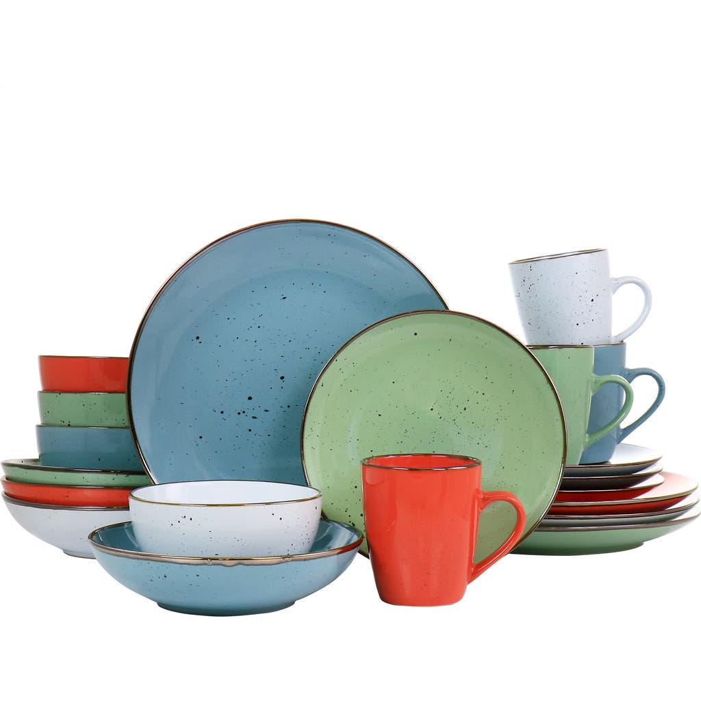 Elama Evelyn 20 Piece Mix And Match Round Stoneware Dinnerware Set In Multi